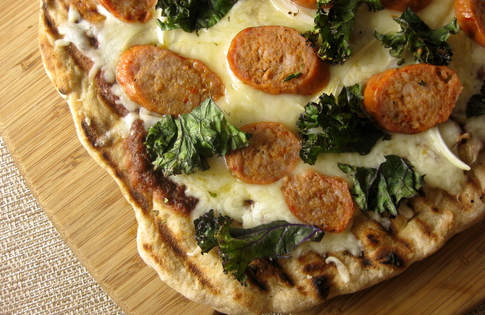 Photo of Grilled Sausage & Kale Pizza
