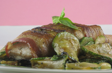 Photo of Bacon Wrapped Zucchini-Halibut 