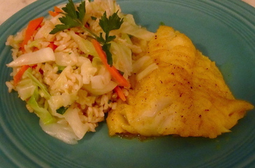 Photo of Turmeric-Mirin Flounder with Brown Rice Salad
